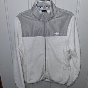UMBRO Women's White Grey Fleece Zip Up Lightweight Jacket NWT Sz XL